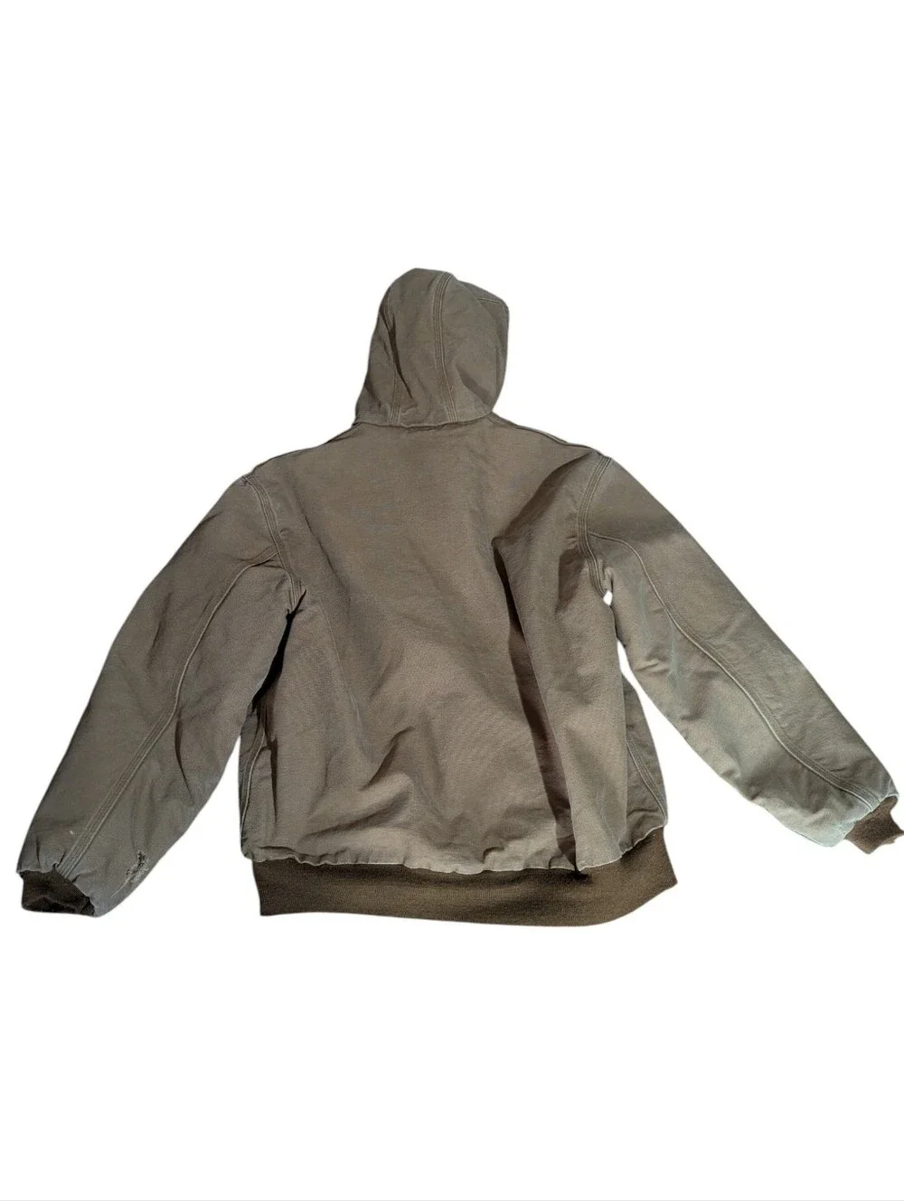 vtg Carhartt Tan Hooded Insulated Work Jacket FRJ184 Flame Resistant Sz L